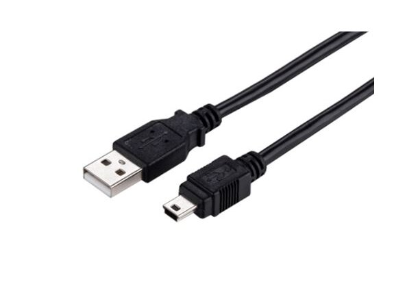 USB Kabel 2.0, A - mini B, 5 pin 3 meter Svart