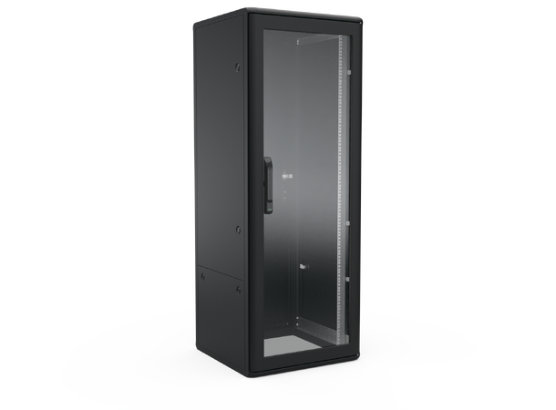 Enoc F1 golvskåp 600x600x1600 svart 33HE Glasdörr 