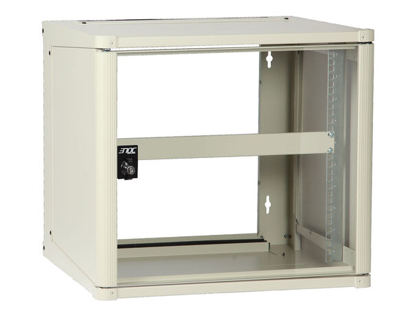 Enoc Veggskap 10U 19" B-565 x D-465 x H-510 mm, Beige Glassdør 