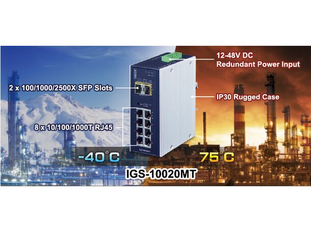 Switch Industri 8-port L2+ DIN Planet,8p 1000T + 2p 1000X SFP 
