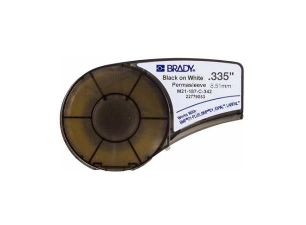 Brady Etikett B342   8,51mm Svart på hvit, krympehylse for kabel