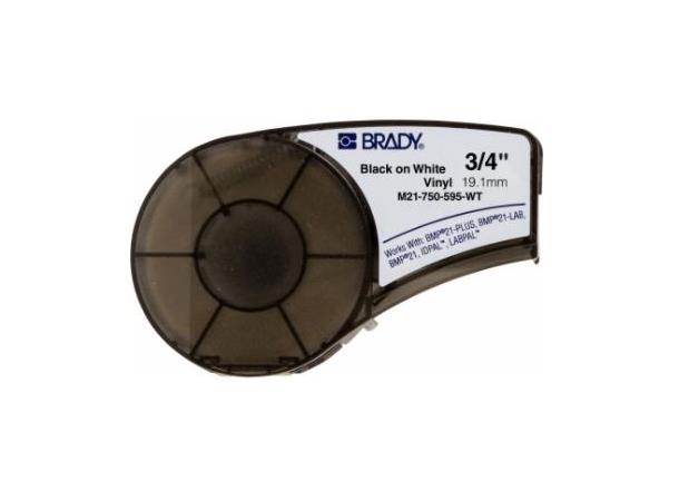 Brady PAL Etikett,19,05MM -Svart på hvit M21-750-595-WT   Permanent Vinyl