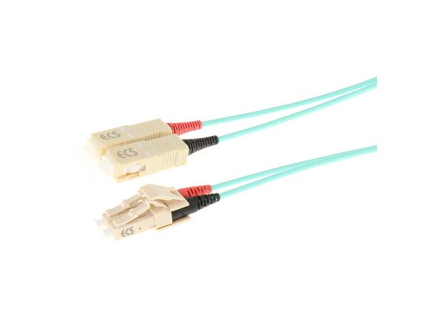 ECS Fiberpatch OM3 50/125 LC-SC  2,0m Fibersnor Halogenfri Duplex Aqua-blå 