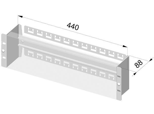 Enoc DIN Monteringsskinne FPA 19" 3U B-440 x H-130 x D-88 mm 24 moduler