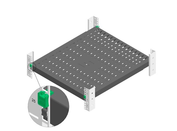 Enoc FHJ100L-S Hylla 570x900 svart 1HE  justerbar 