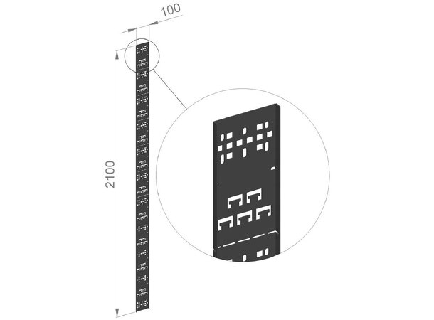 Enoc Kabelholder F1 / S1 Vertikal sort B-100 x H-2100 x D-12 mm 