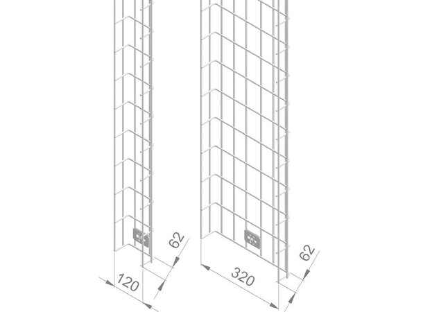 Enoc trådstige/kabelføring F1/ S1 Vert. B-320 x D-62 x L-1890 mm galvanisert 