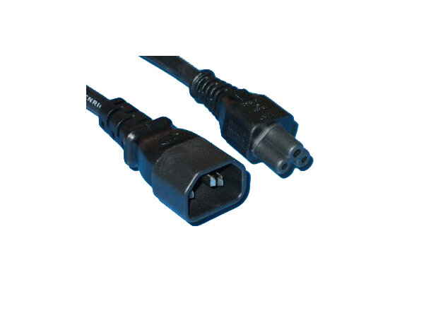 Strømkabel 220V m/jord C14 - C5 1,5 m Produksjon Sort 