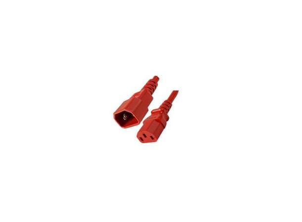 Strømkabel C13-C14 Rød  1.0m PVC, 3 x 0,75 mm² H05VV-F