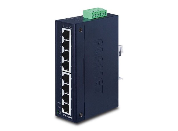 Switch Industri 8-port L2/4 DIN Planet, 8p 1000BT SNMP, IP30 