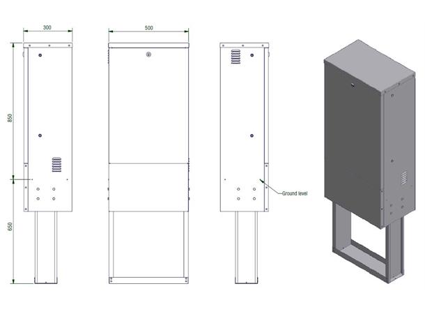 Triarca CATV skap 50cm, C-101 lås, grønn 500x850x300mm, FTC 500, tomt skap