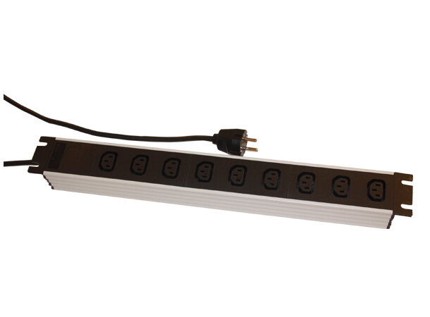 9-veis 19" forgreiner - 9 x apparatuttak Alcadon: 3m ledning 