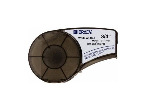 Brady PAL Etikett 19,05 mm Hvit på Rød M21-750-595-RD  Permanent Vinyl 