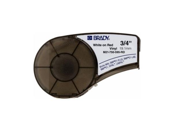 Brady PAL Etikett 19,05 mm Hvit på Rød M21-750-595-RD  Permanent Vinyl