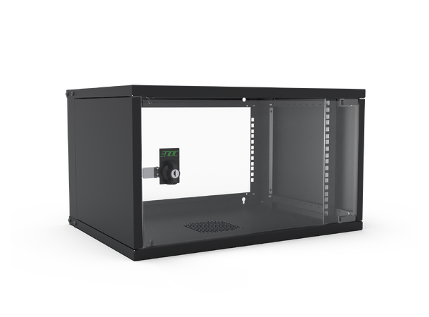 Enoc Veggskap 6U W3 Glassdør B-550 x D-400 x H-314 mm, Svart 