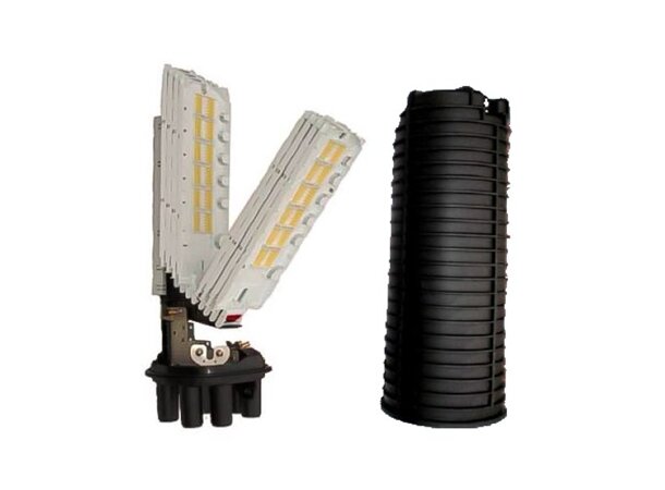 FOSC D5 Fiber Skjøteboks 576 fiber Med 1x kassett, 2x rund + 1x oval krymp 