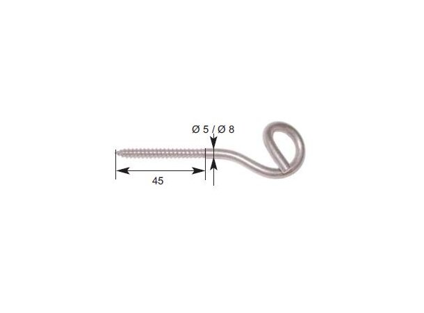 Pigtail ended wood screw Stainless steel 