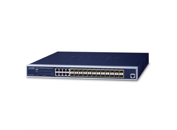 Switch LAN 24p Layer2+ Managed Planet 24xt 100/1000XSFP + 8-Port Shared TP