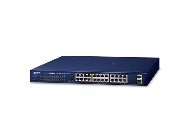 Switch PoE+ 24-port Unmanaged Planet 24p 10/100/1000T 802.3at PoE + 2p SFP