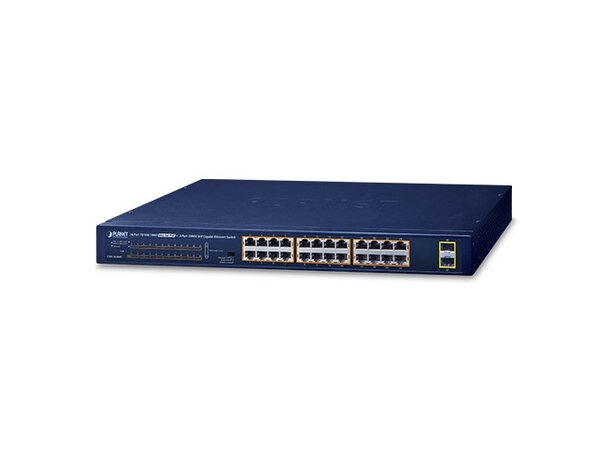 Switch PoE+ 24-port Unmanaged Planet 24p 10/100/1000T 802.3at PoE + 2p SFP 