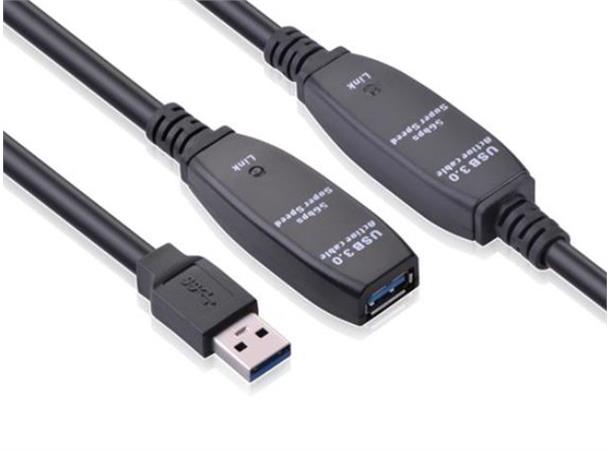 USB 3.0 forlenger aktiv 10 meter Aktiv forlenger med fast kabel Han-Hun