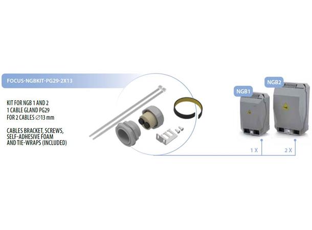 Veggboks fiber KIT NGB1/2 PG29 13mm 1xPG29 dobbel gjennomføring 2x13mm