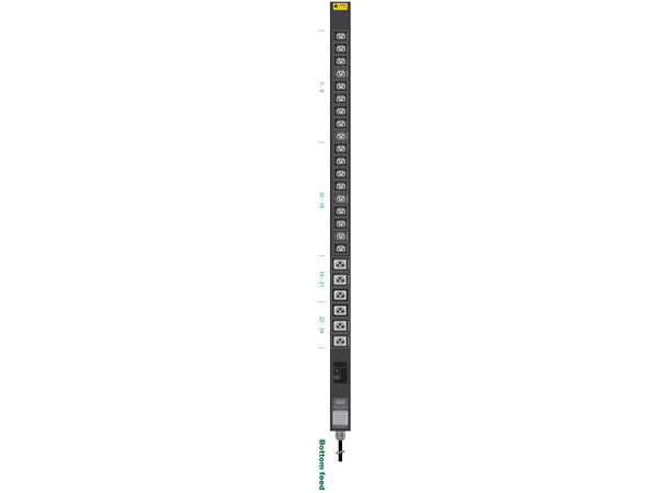Austin Hughes PDU 16A,230V 1-fas, Svart 18xC13+6xC13/C19 IEC60309 vertikal 3m 