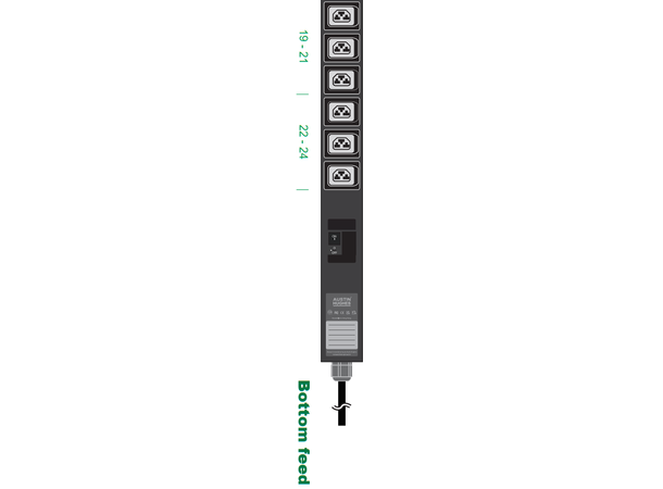 Austin Hughes PDU 16A,230V 1-fas, Svart 18xC13+6xC13/C19 IEC60309 vertikal 3m 