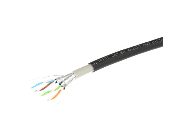 ECS kabel U/FTP Cat.6A Ute/inne/hybrid 500m trommel, halogenfri, Sort, Dca 