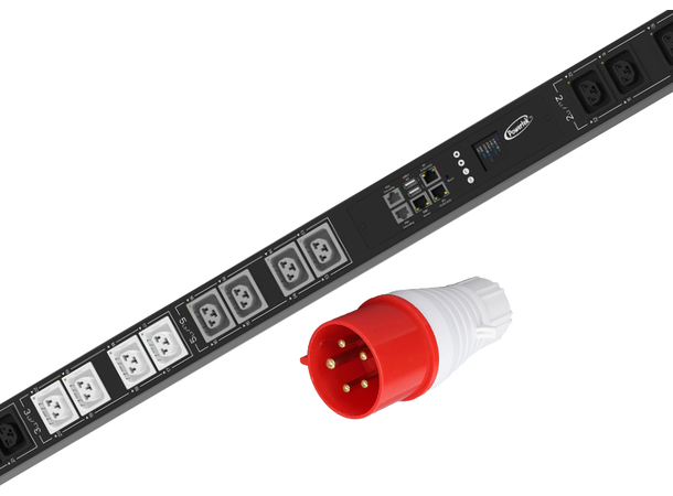 POW PDU, 400V 32A Vertikal, 18 uttak 22,1kW B:60 D:72 H:1860mm 