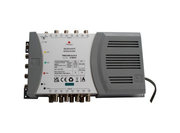 Triax Multiswitch TMS/CKR 5x16 S inkl. nettdel, 5 inn/4xSAT+1xTERR 