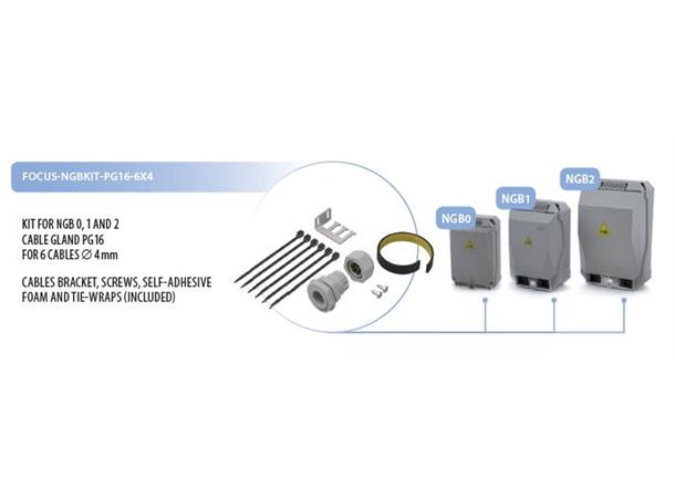 Veggboks fiber KIT NGB0/1/2 PG16 4mm 1xPG16 enkel gjennomføring 6x4 mm