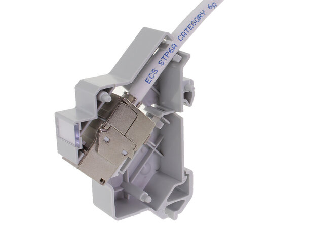ECS DIN Adapter keystone jack STP/UTP AL/ TL-jack uten jack, inkl. sidelokk 