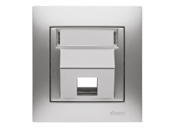 Frontplate for 1xKeystone Vinklet Alu. Kontakt Simon Alu. El.nr.6928408 