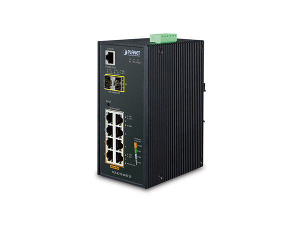 Switch Industri 4-port POE++ L2/4 DIN Planet: 4p PoE++, 4p 1000T. 2p SFP, IP30 