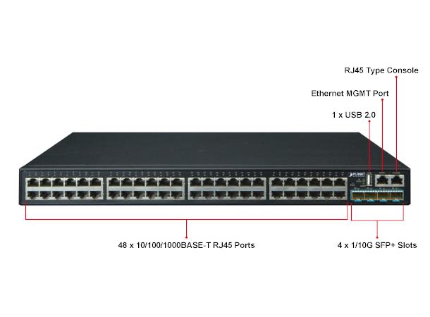 Switch LAN 48p Layer3 Managed Planet Stackable 48x 10/100/1000-T+ 4x 10G-SFP+
