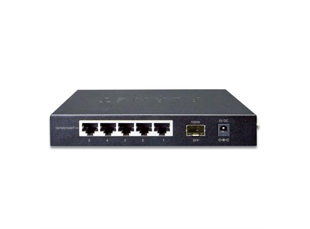 Switch LAN 5p Gigabit Unmanaged Planet 5p 10/100/1000T + 1p 1000X SFP