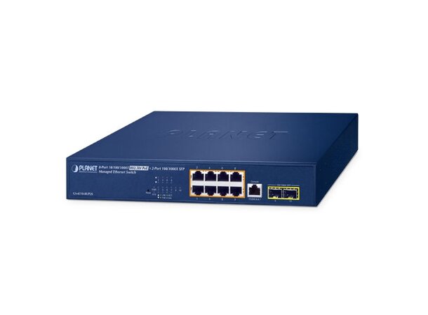 Switch PoE++ 8-port L2/4 Managed Planet 8-port 10/100/1000B/T+2xSFP 