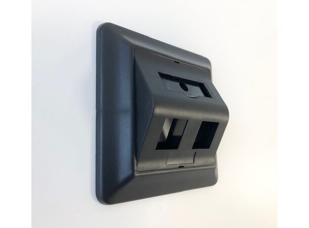 Uttak for 2 x RJ45 Vinklet Svart 32 x 84 x 84mm,  inkl. ramme 