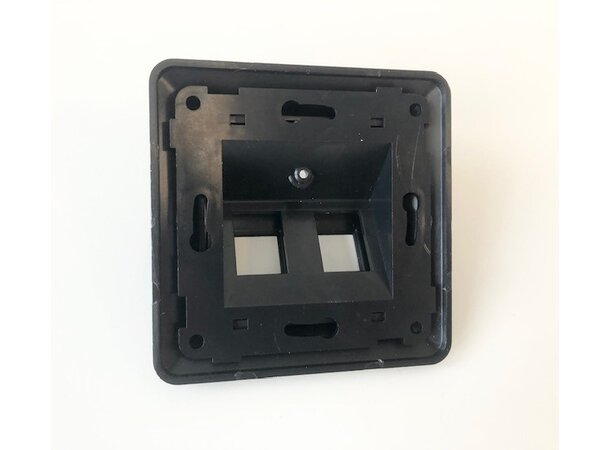Uttak for 2 x RJ45 Vinklet Svart 32 x 84 x 84mm,  inkl. ramme 