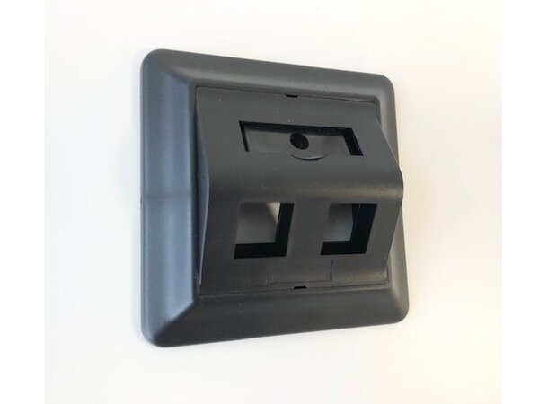 Uttak for 2 x RJ45 Vinklet Svart 32 x 84 x 84mm,  inkl. ramme 