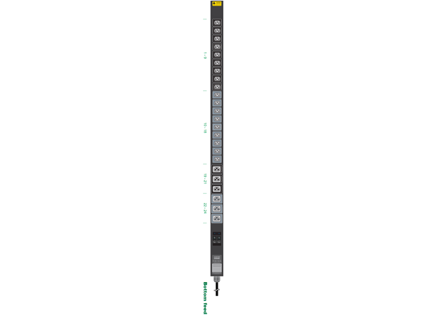 Austin Hughes PDU 32A,230V 1-fas, Svart 18xC13+6xC13/C19 IEC60309 vertikal 3m 
