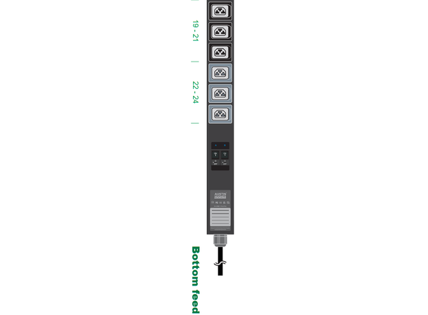 Austin Hughes PDU 32A,230V 1-fas, Svart 18xC13+6xC13/C19 IEC60309 vertikal 3m 