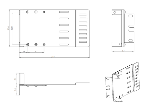 ECS 0U MOUNTING BRACKET 1 SLOT HD UNLOADED 