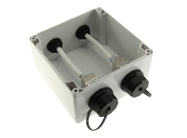 ECS IP67 Uttagsbox 2-port STP C6A Komp Inkl förskruvning, täcklock 