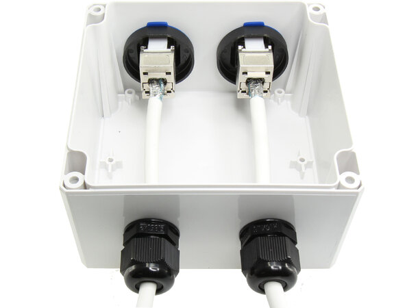 ECS IP67 Uttagsbox 2-port STP C6A Komp Inkl förskruvning, täcklock 