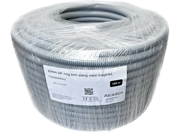 Flexrør med trekketråd 20mm HF 100m Coil 