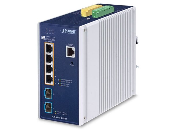 Industriell L3 Switch 4x2,5GBaseT+2xSFP+ PoE++, 95W, 10GBASE-X SFP+ 