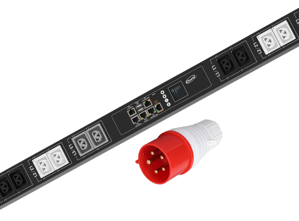 POW PDU, 400V 16A Vertikal, 24 uttak 11,1kW B:60 D:72 H:1630mm 