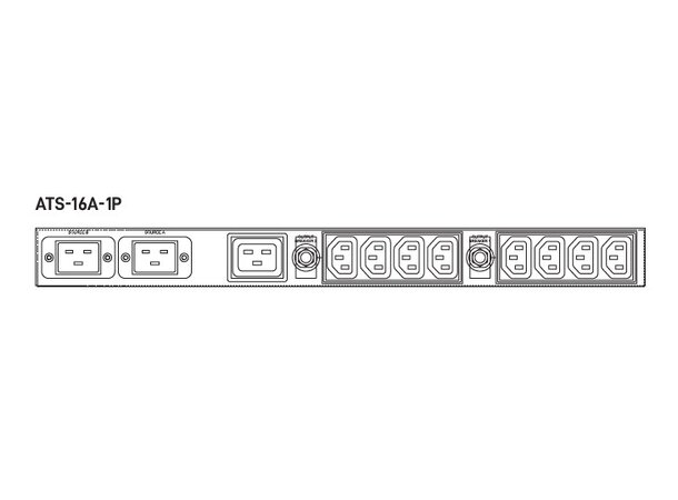 ATS Overførings-Switch 16A Rack 1U For tilkobling 230 volt, 1-fas 